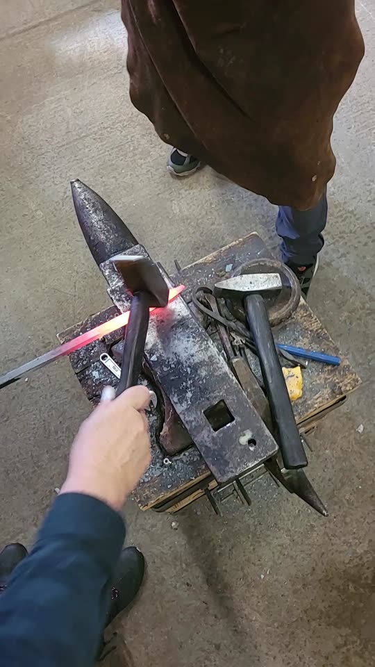 Video: Hammering hot steel, close up